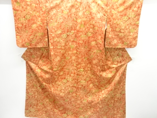 JAPANESE KIMONO / OSHIMA TSUMUGI / BUTTERFLY & FLOWER